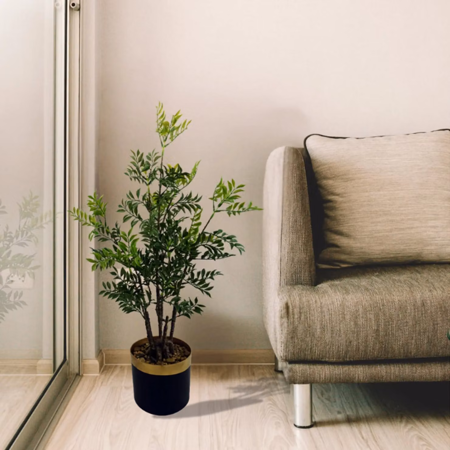 Pegdev 60cm Artificial Nandina Bonsai Ficus Tree Potted Indoor Plant in Green and Black – 3