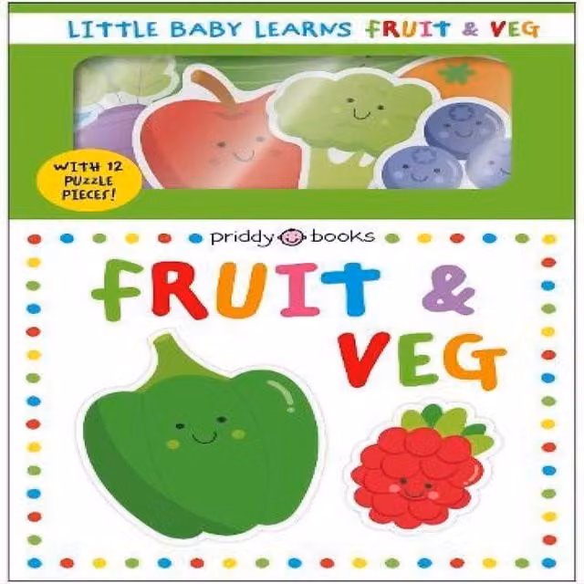 Priddy Books Little Baby Learns Fruit and Veg Multicolour Paperback Book with 12 Puzzle Pieces