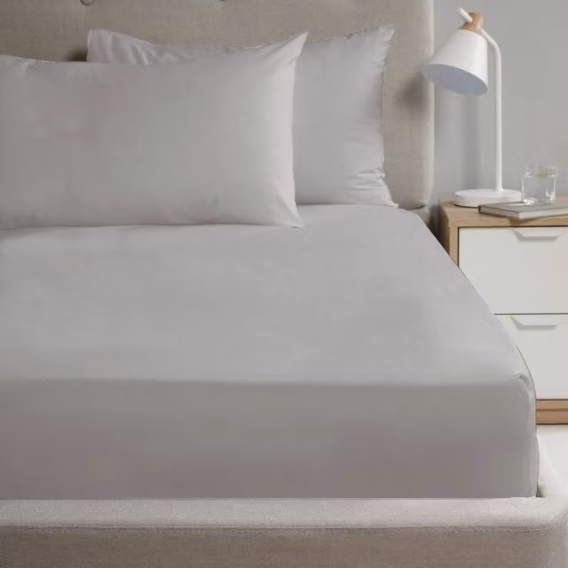 Rapport Home Polycotton Plain Flat Sheet, Silver, W: 180 cm x D: 200 cm