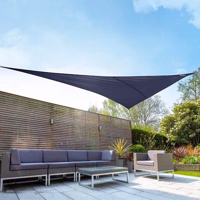 Kookaburra Blue Waterproof Right Angle Triangle Sun Shade Sail with UPF 50 Protection, W: 6 m, D: 4.2 m