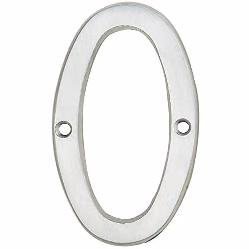 Loops Satin Chrome House Numeral Plaque, Silver, Height: 75 mm, Depth: 4 mm