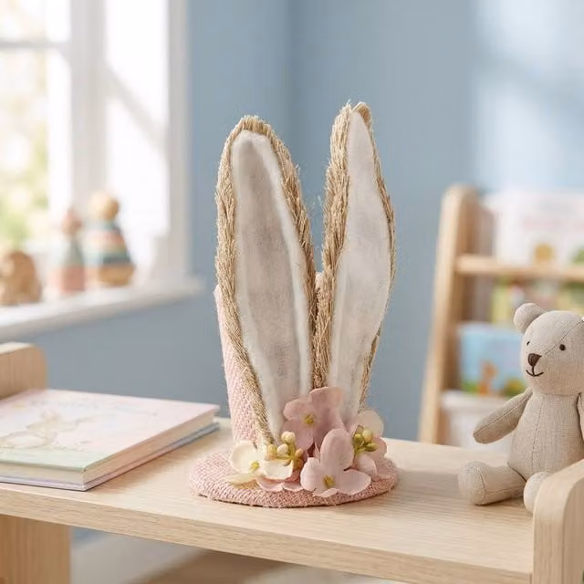 Garden Greatness Whimsical Rabbit Hat Ears Ornament in Pink and Multicolour