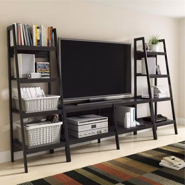 Candon Modern Black Metal Bookcase with Drawers and Shelves