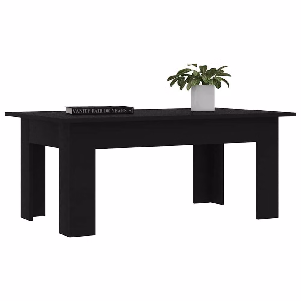 Berkfield Home Modern Black Coffee Table in Matt MDF, W: 100 cm, D: 60 cm, H: 42 cm – 3