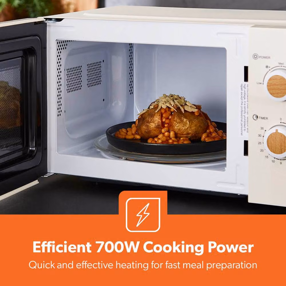 Geepas NORDiQ 20L Solo Microwave Oven with 700W Power and Timer in Beige – 3
