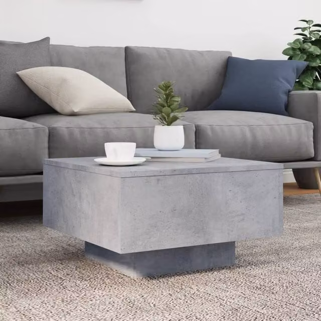 Berkfield Home Modern Square Coffee Table in Concrete Grey, W/D/H: 55 x 55 x 31 cm