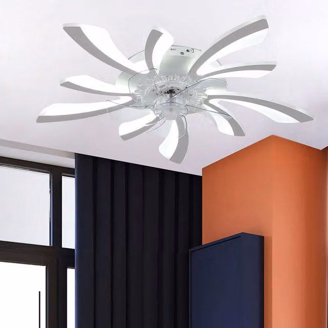 Livingandhome LED Ceiling Fan Light with App and Remote Control, White