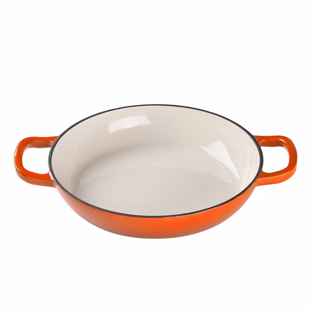 Living and Home Enamelled Cast Iron Casserole Pot with Lid, Orange, 3.2 l – 2