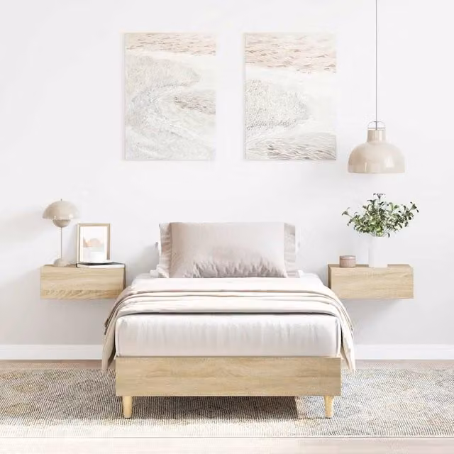 Berkfield Home Sonoma Oak Bed Frame in Brown, W/D/H: 100 x 200 cm
