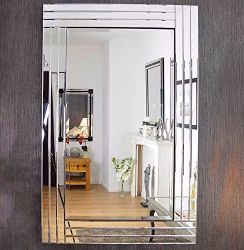 MirrorOutlet Oakley Modern Bevelled Triple Edge Large Glass Dress Mirror in Silver, W: 120 cm, H: 80 cm – 2
