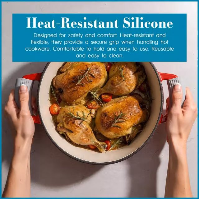 Argon Tableware Heat Resistant Silicone Pot Handle Covers, Grey, Pack of 4 – 1