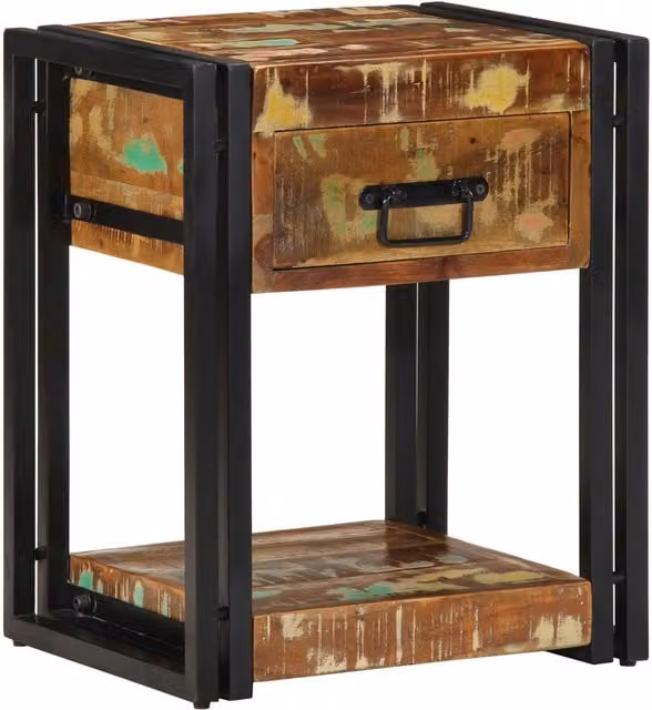 Berkfield Home Set of 2 Reclaimed Solid Wood Bedside Cabinets in Brown, W/D/H: 40 x 35 x 50 cm – 1