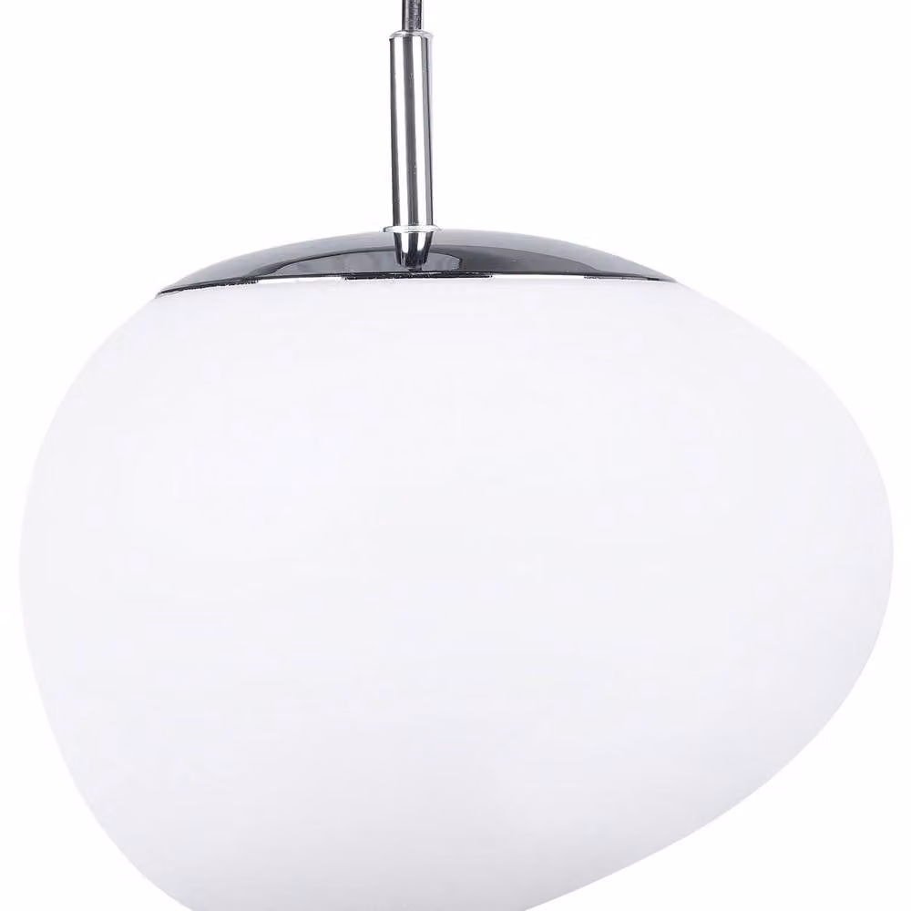 Wyld and Coco Modern Organic White Glass Pendant Light with Polished Silver Top – 2