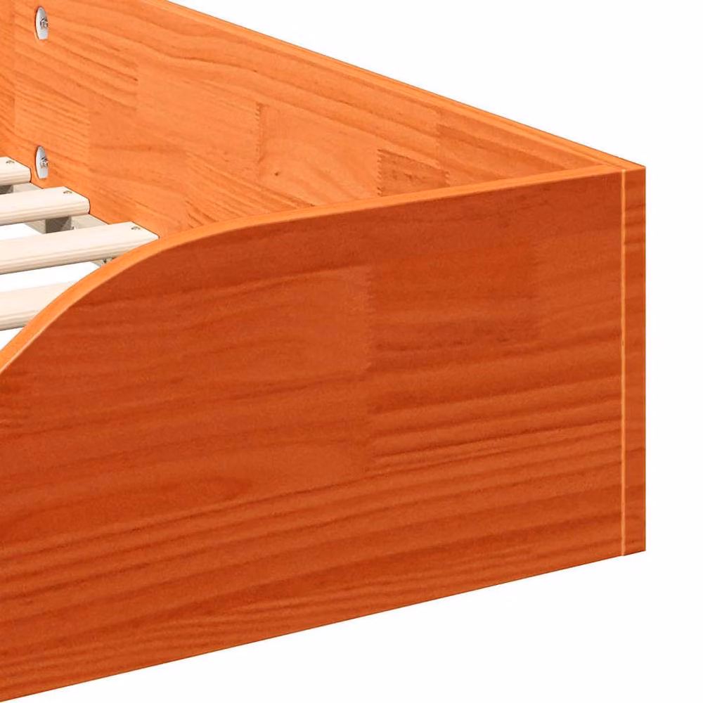 Berkfield Home Solid Pine Wood Floor Bed Frame in Tan Brown, W/D/H: 90 x 190 x 24 cm – 4