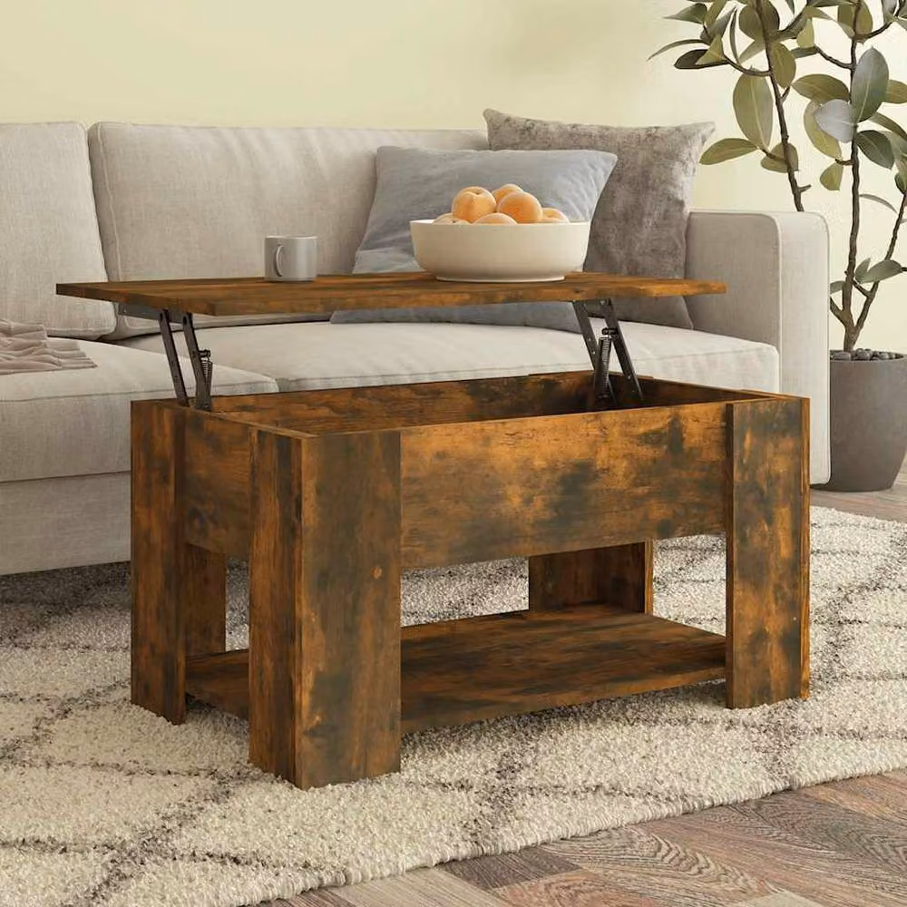 Berkfield Home Modern Smoked Oak Coffee Table in Brown, W/D/H: 79 x 49 x 41 cm – 2