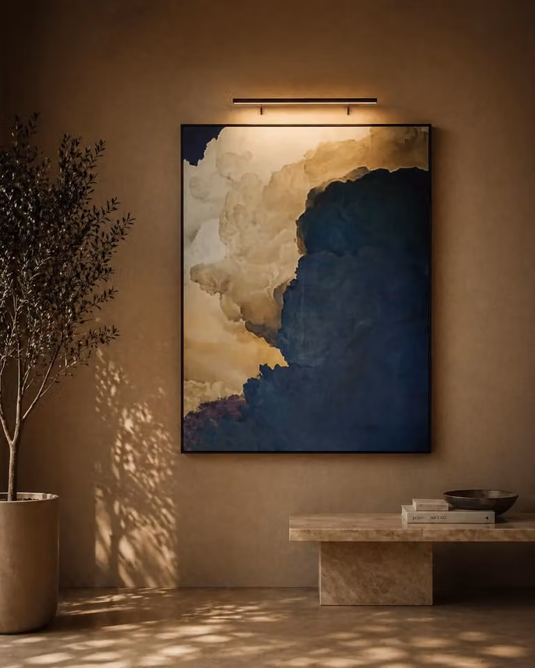Tommy Franks Detaglio Abstract Modern Canvas Wall Art in Blue, Gold and Black, W: 180 cm, H: 150 cm