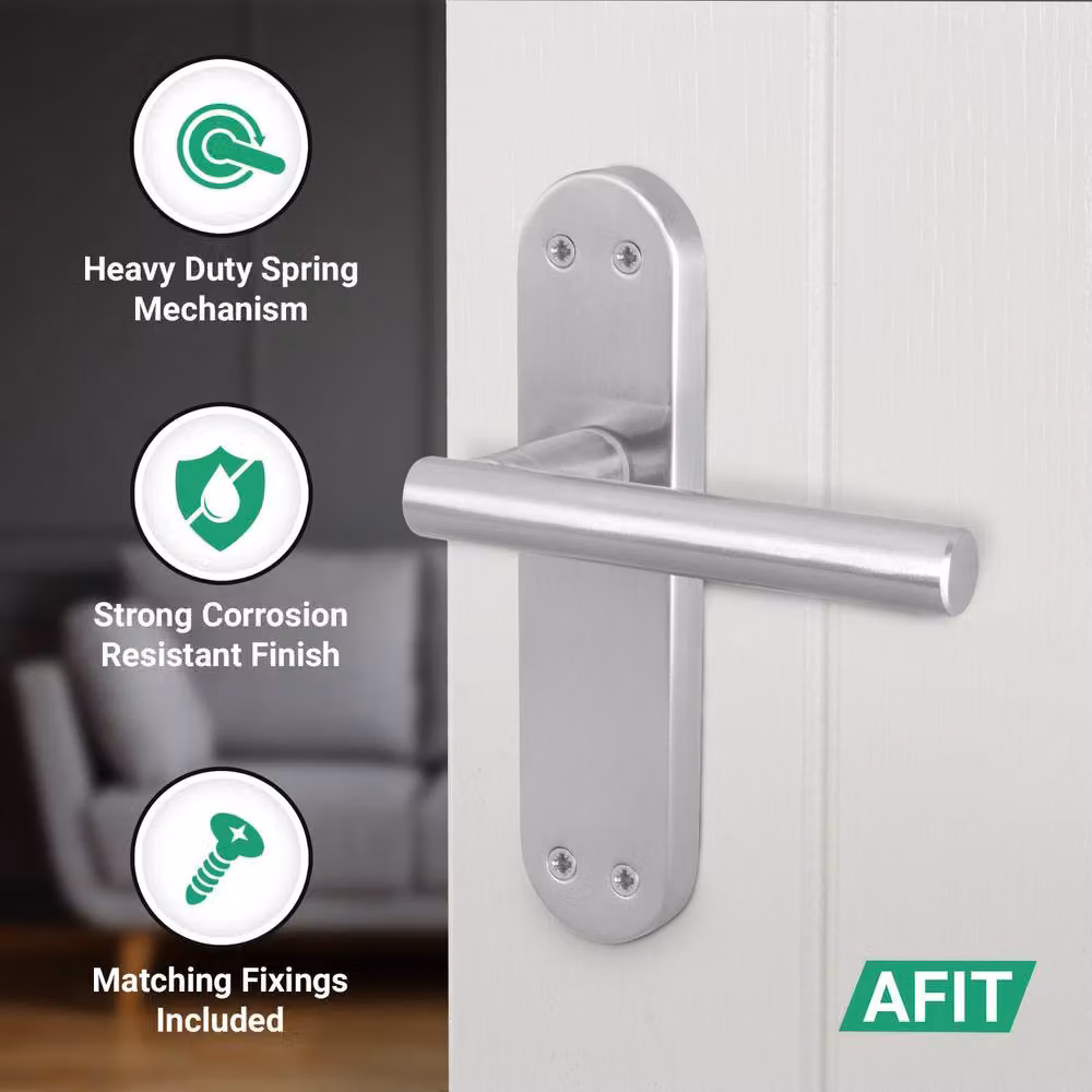 AFIT Satin T-Bar Door Handle Latch Backplate Set, 6 Pairs, Silver – 2
