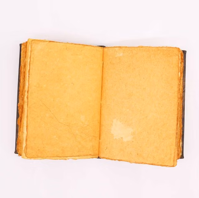 KDMK Brown Leather Hardcover Blank Notebook with 200 Metal Pentagon Decor Pages