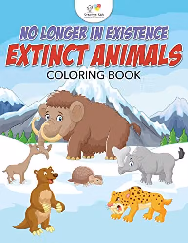Kreative Kids No Longer in Existence: Extinct Animals Colouring Book, Multicolour, W: 27.94 cm, H: 27.94 cm