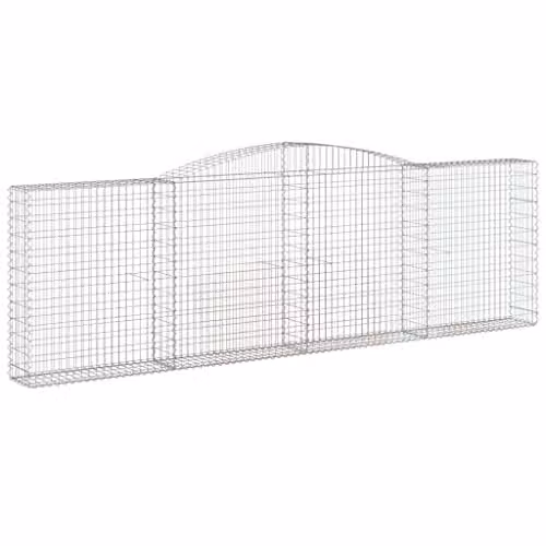 vidaXL Set of 6 Arched Gabion Baskets in Silver Galvanised Steel, W/D/H: 400 x 30 x 120/140 cm