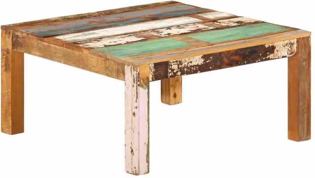 Berkfield Home Rustic Square Coffee Table in Brown Solid Reclaimed Wood, W/D/H: 80 x 80 x 40 cm