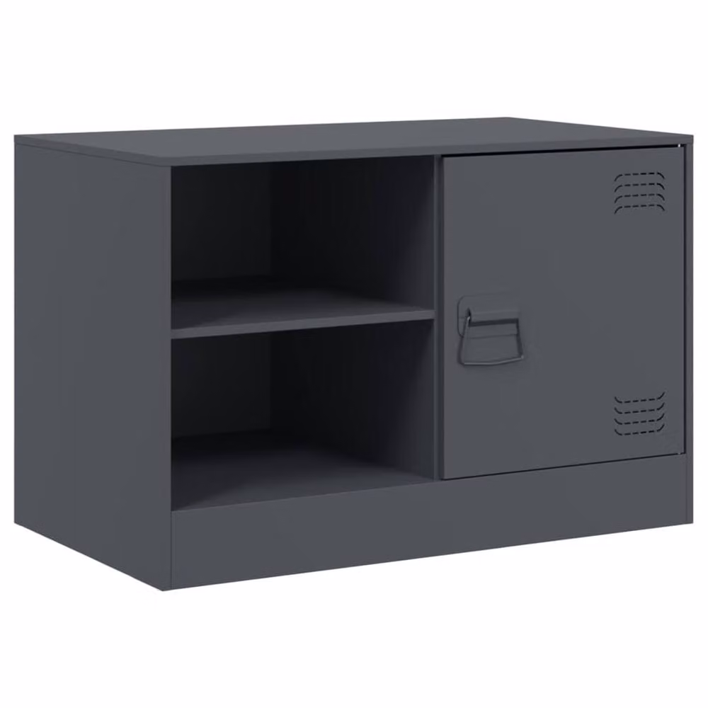 Berkfield Home Anthracite Steel TV Cabinet in Dark Grey, W/D/H: 67 x 39 x 44 cm – 3
