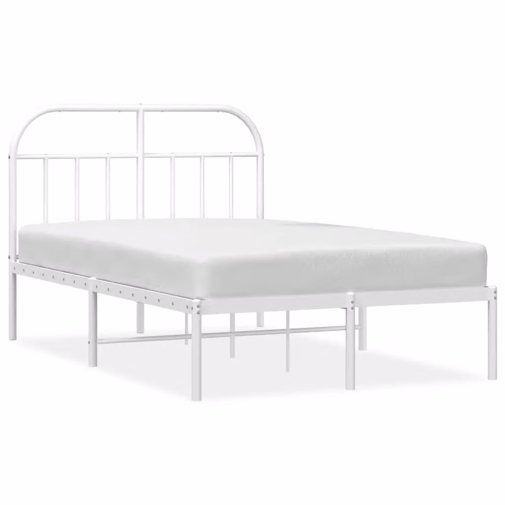 Berkfield Home Metal Bed Frame with Headboard in White, W/D/H: 120 x 190 cm – 2