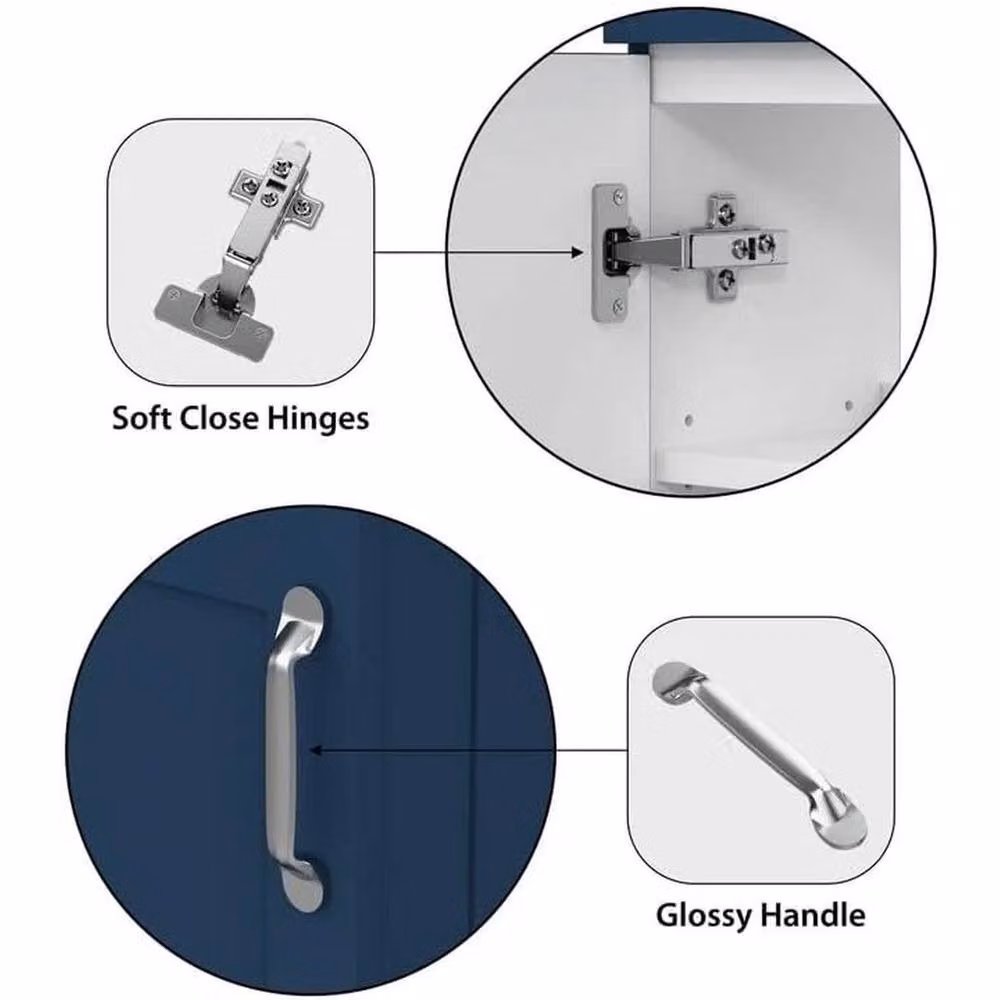 FORGEVIO Crawle Modern Blue Freestanding Bathroom Vanity Unit with Basin and Hinged Doors – 3