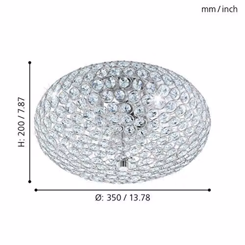 Eglo Clemente Crystal and Chrome Ceiling Light in Grey – 2