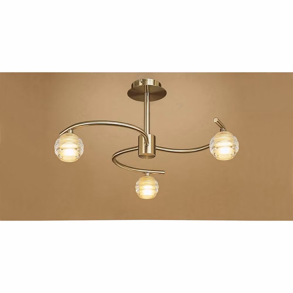 Netlighting Sphere Semi Flush Ceiling Light with 3 G9 Lamps in Antique Brass and Bronze with Transparent Glass – 2