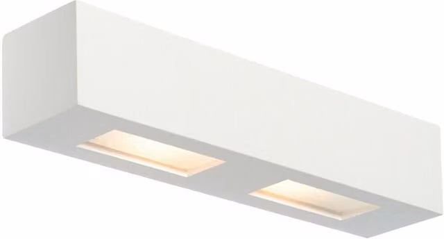 Loops Dimmable Twin LED Wall Light in Primed White with Transparent Glass