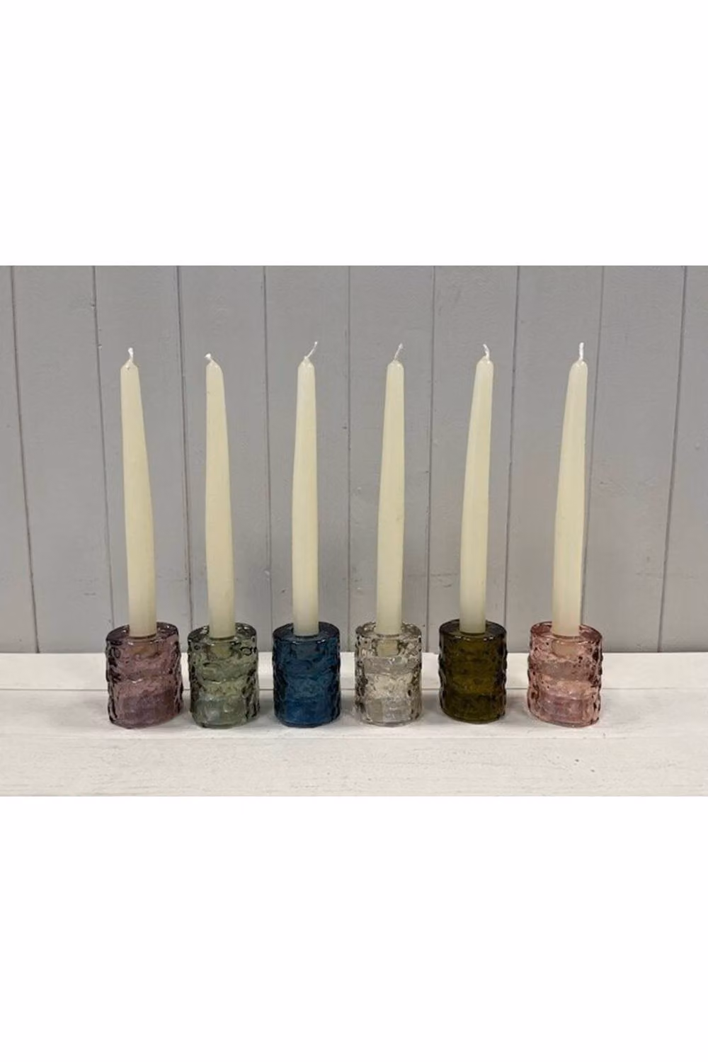 KDMD Large Amethyst Straight Textured Glass Candle Holder in Purple – 2