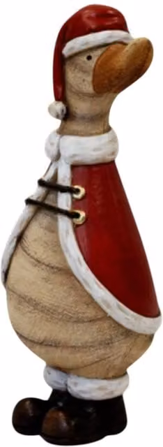 Four Candle Polyresin Duck with Santa Hat in White and Multicolour, Height: 31.3 cm – 1