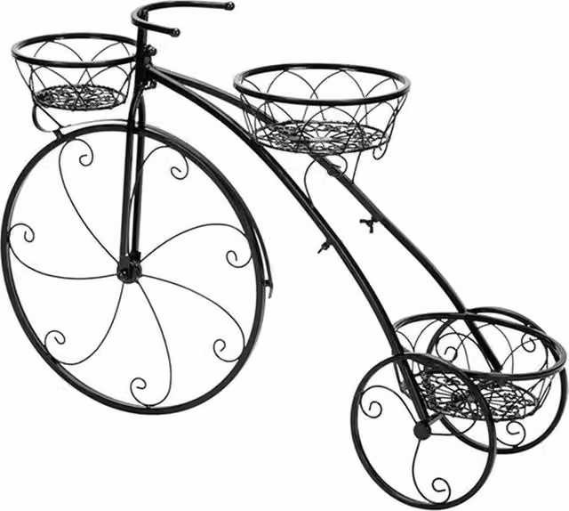 KORVIXA Metal Bicycle Garden Planter Tub in Black