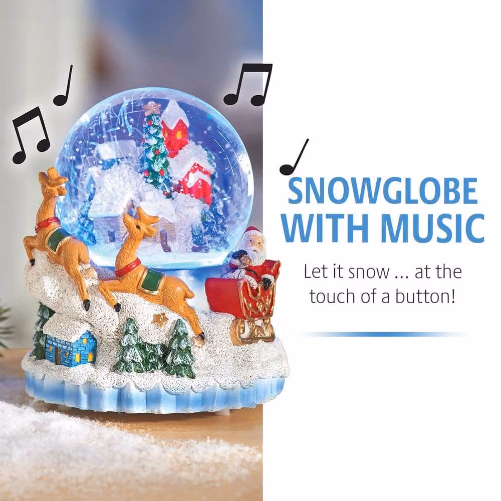 Eldo LED Musical Christmas Snow Globe in White and Multicolour with 8 Festive Melodies – 2