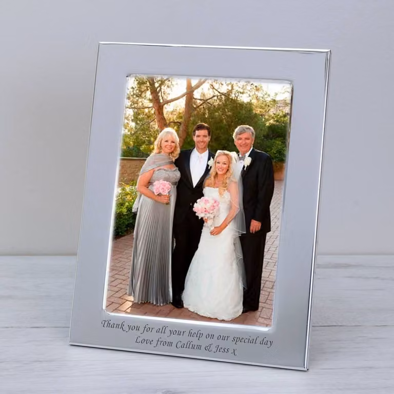 Uniqueful Personalised Silver Plated Rectangular Metal Picture Frame for Birthdays, Anniversaries or Weddings, W/H: 17.8 x 12.7 cm