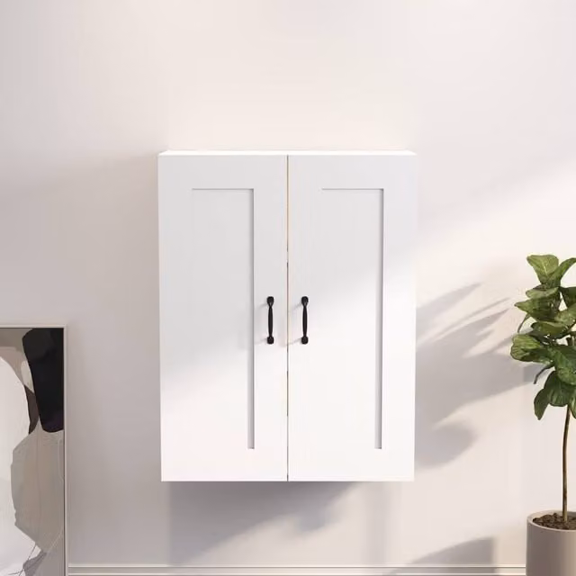 Berkfield Home White Hanging Wall Cabinet W/D/H: 69.5 x 32.5 x 90 cm