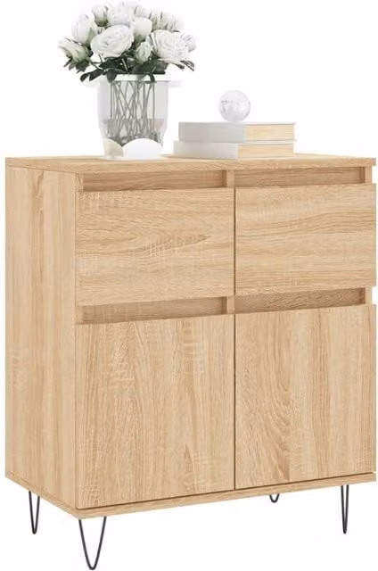 Berkfield Home Sonoma Oak Sideboard in Beige, W/D/H: 60 x 35 x 70 cm – 1