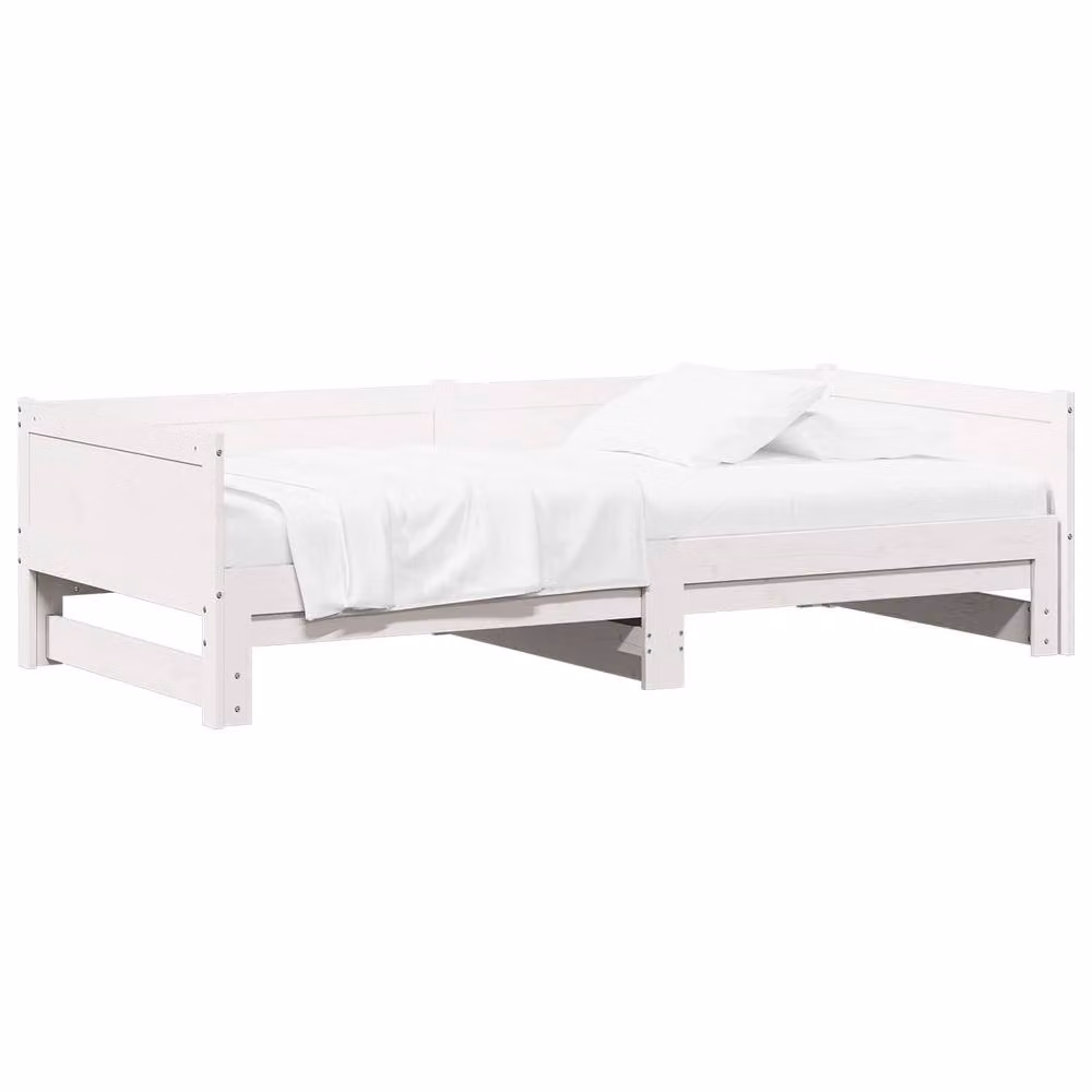 Berkfield Home White Pull-out Day Bed in Solid Pine Wood, W/D/H: 180 x 200 cm – 2