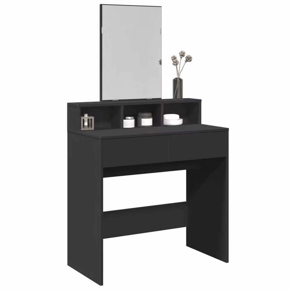 Berkfield Home Modern Black Dressing Table with Mirror, W: 80 cm, D: 41 cm, H: 144.5 cm – 2