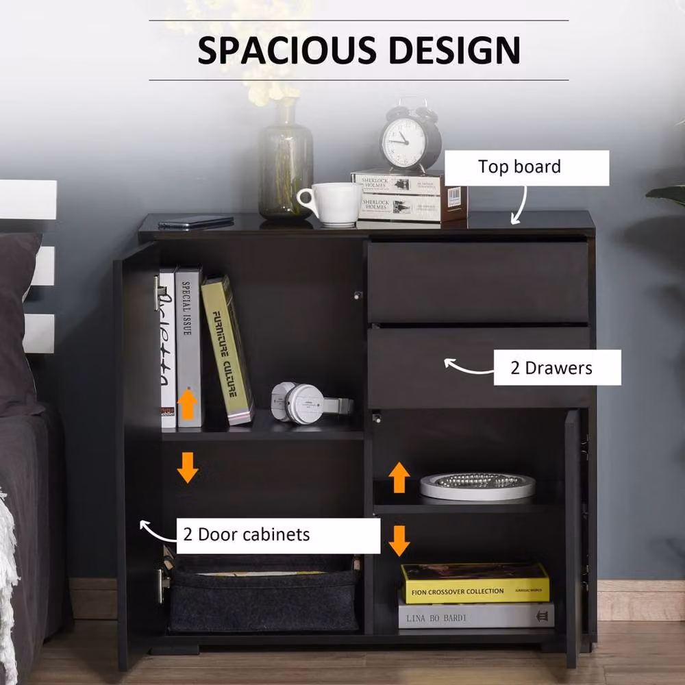 Kelvenix Side Cabinet with 2 Doors and 2 Drawers in Black – 4