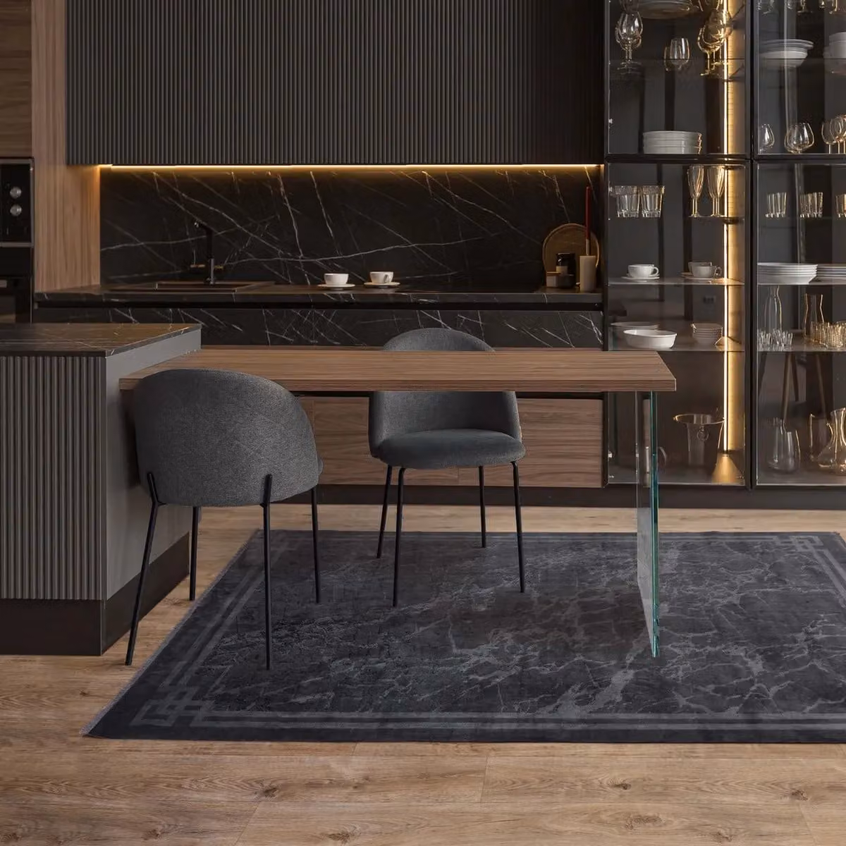 The Rug Shop UK Grey Abstract Modern Polyester Rug with Cotton Backing, W: 200 cm, D: 290 cm – 2