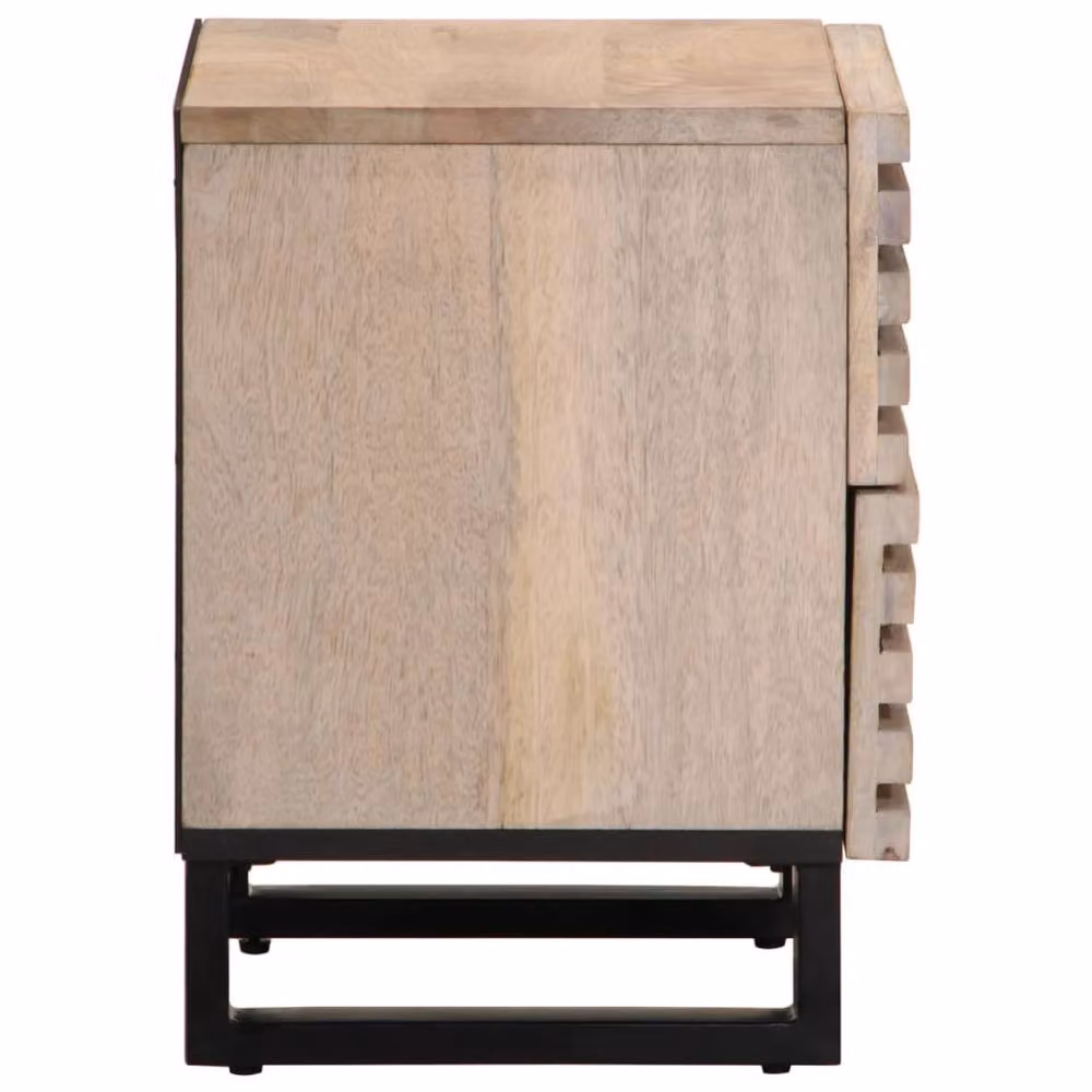 Berkfield Home Beautiful Bedside Cabinet in Light Tan Bleached Mango Wood, W/D/H: 40 x 33 x 46 cm – 3