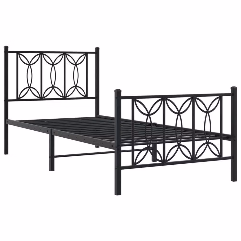 Berkfield Home Metal Bed Frame with Footboard, Black, W/D/H: 90 x 200 cm – 3