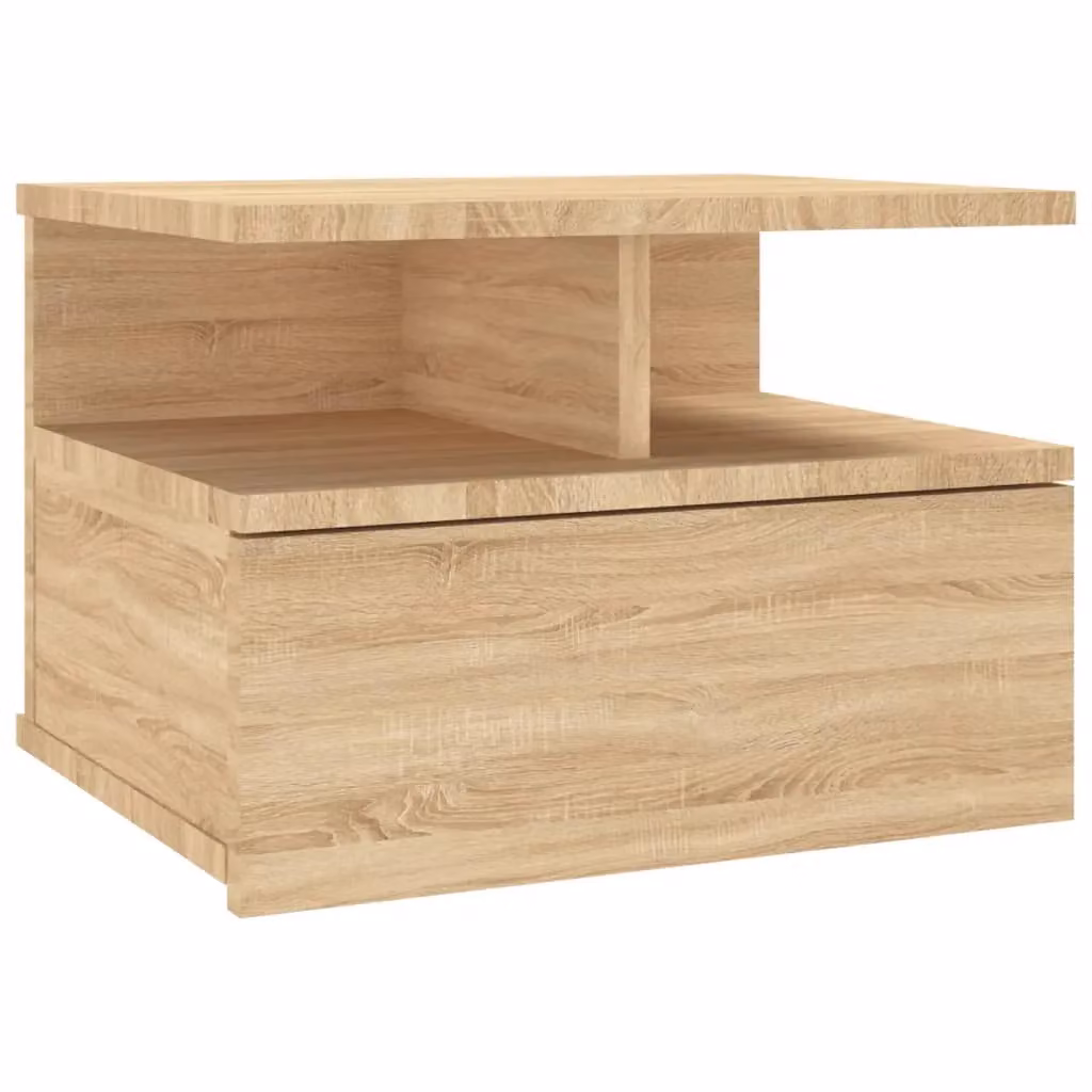 Berkfield Home Sonoma Oak Floating Nightstand in Brown, W/D/H: 40 x 31 x 27 cm – 2