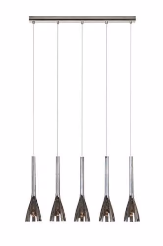 Netlighting Vase 5 Light Straight Bar Pendant Ceiling Light in Chrome and Grey