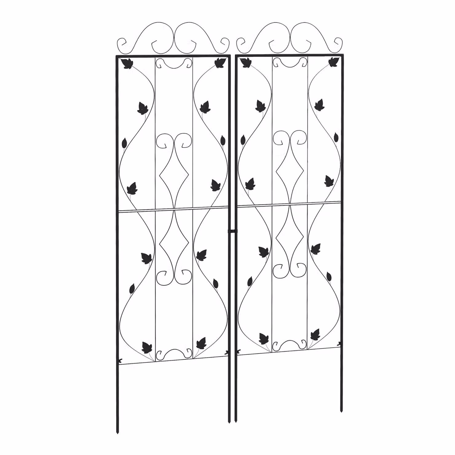 OUTSUNNY Set of 2 Black Metal Trellises for Climbing Plants, Freestanding Rectangular Design – 2