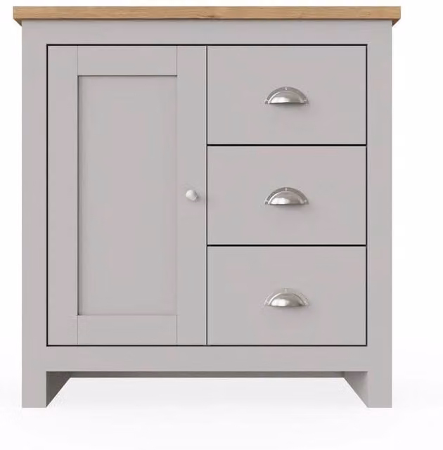 FLAVORA Modern Grey Wood Sideboard Cabinet for Living Room Storage W/D/H: 100 x 100 cm