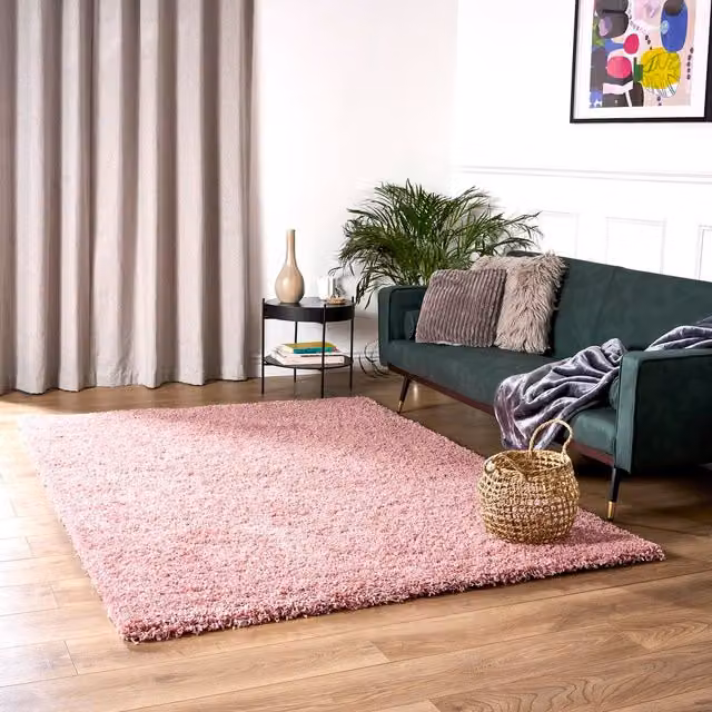 Bravich California Shaggy Rug in Pink, W: 170 cm, D: 120 cm