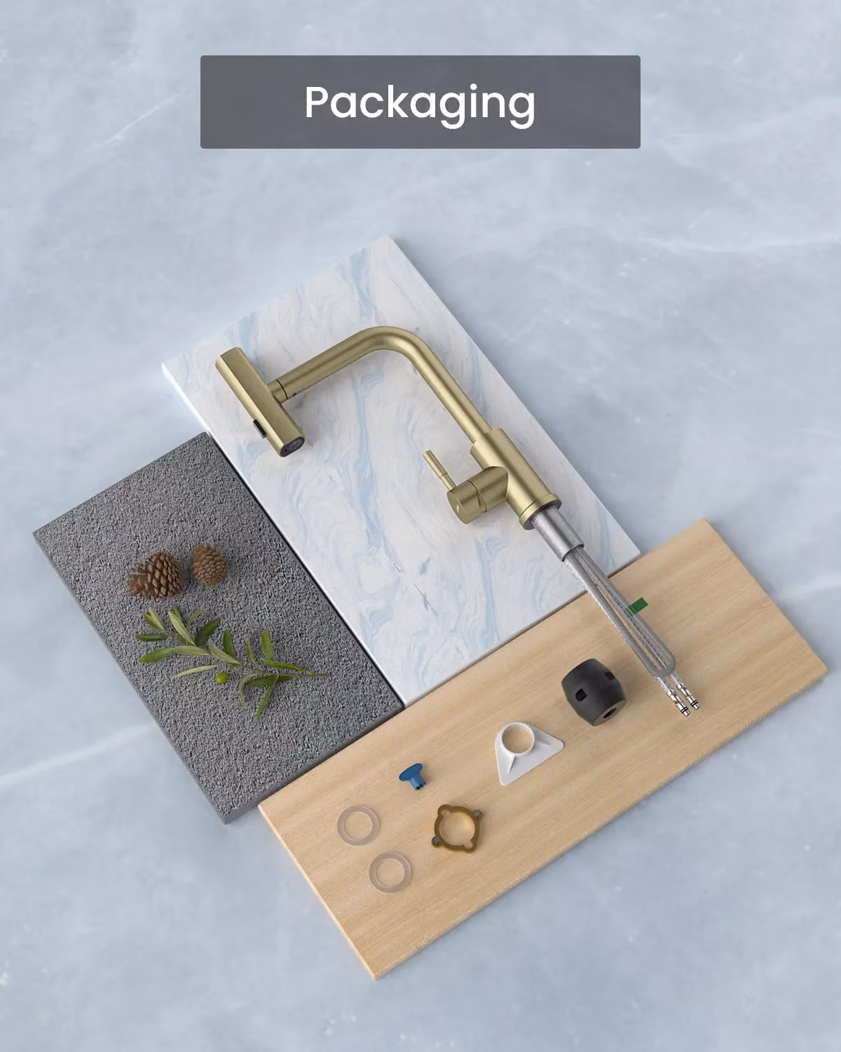 Appaso Gold Stainless Steel Kitchen Tap with Pull Out Spray and Swivel Spout – 6